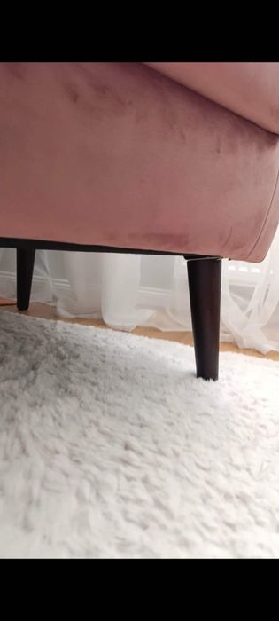 Fotel uszak welurowy, brudny róż, styl Boho/Glamour/Skandynawski