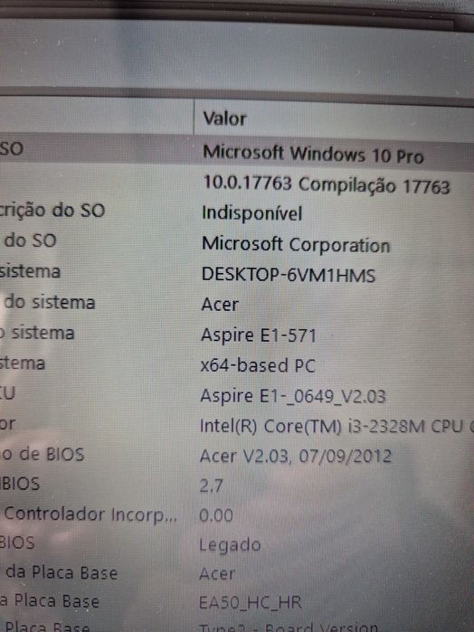 Acer E1-571G processador i3-2328 a funcionar corretamente