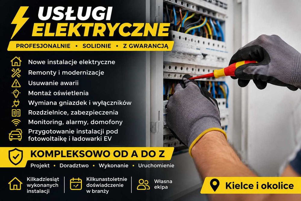 Elektryk Kielce i okolice – Instalacje, Awarie, Remonty