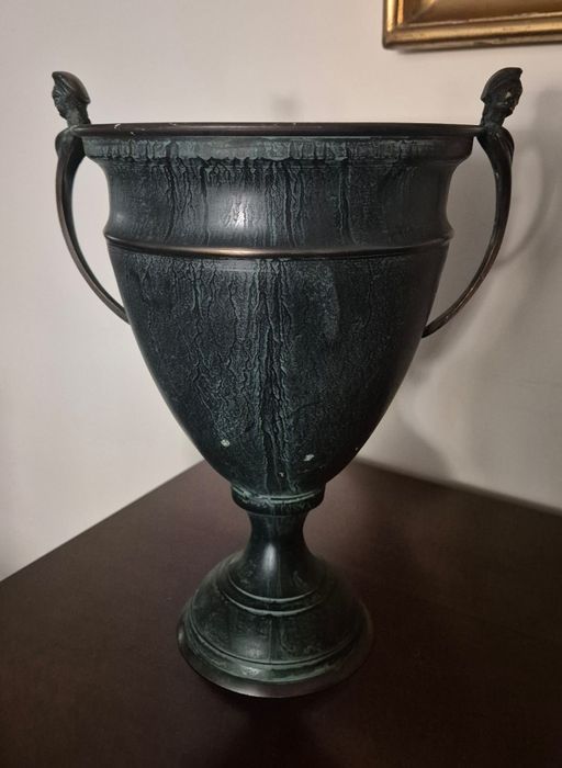 Puchar dekoracyjny, kielich metalowy, stara patyna