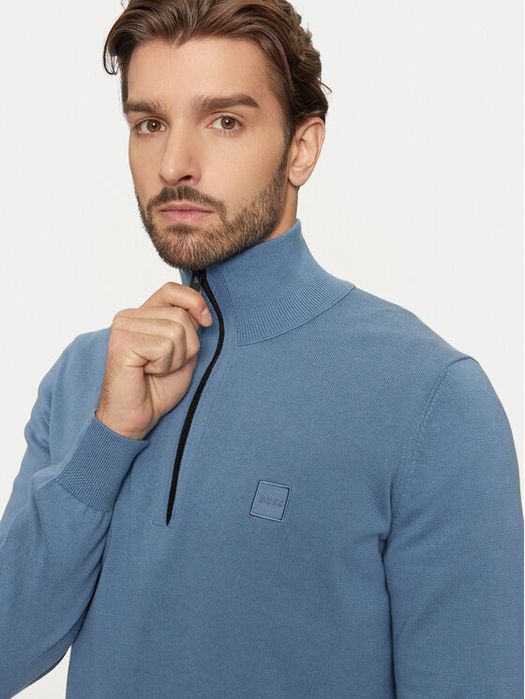 Sweter niebieski ze stójką BOSS L