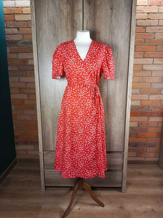 Sukienka damska kopertowa wiązana czerwona midi Cider 40 L