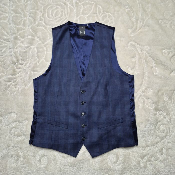 Kamizelka garniturowa M Granatowa w kratkę