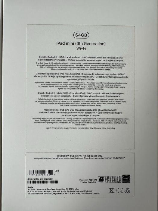 iPad mini 6. generacji Wi-Fi 64GB Space Gray, stan idealny