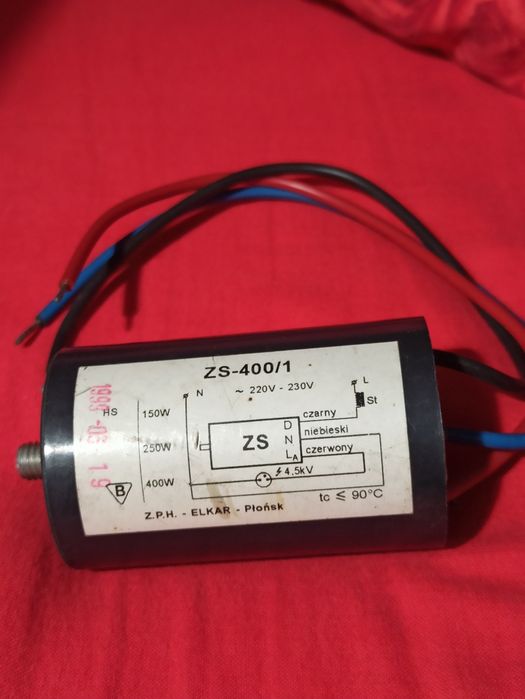 Zapłonnik układ zapłonowy ZSI 400/1 do lamp sodowych