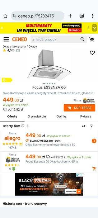 Używany okap kuchenny