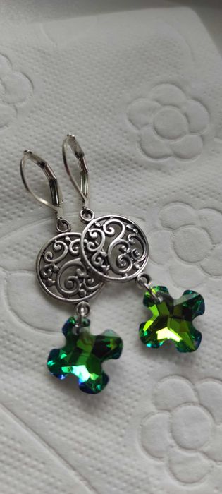 Kolczyki z koniczynką kryształową