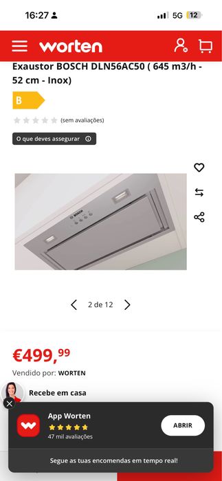 Exaustor BOSCH DLN56AC50 ( 645 m3/h - 52 cm - Inox)