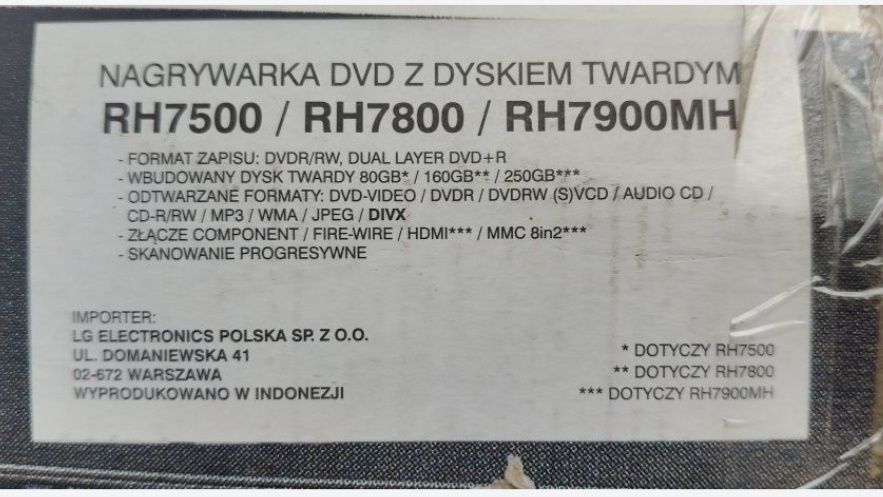 Nagrywarka lg z twardym dyskiem