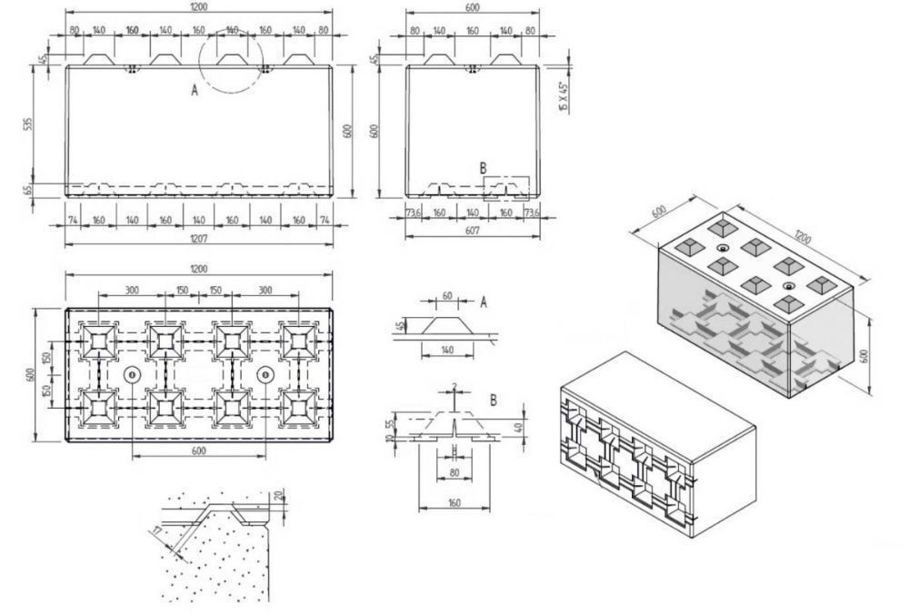 Bloki Betonowe 120x60x60 cm (zasieki, ściany oporowe) od Producenta