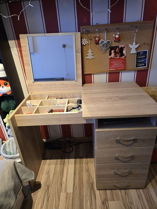 Toaletka biurko z podświetleniem led dąb sonoma