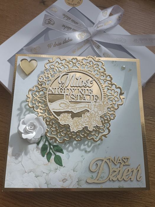 Pamiątka Ślubu kartka w pudełku prezentowym