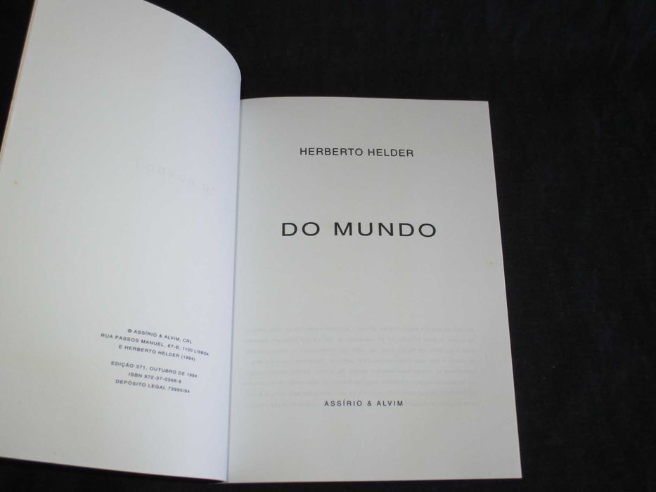 Livro Do Mundo Herberto Helder 1ª edição 1994 Assírio