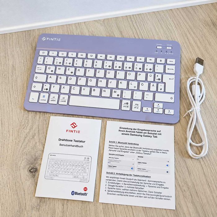 Bluetooth клавіатура Fintie DEK0033-C Ultrathin 280mAh для iPad Android Windows планшета телефону QWERTZ бездротова Lavender беспроводная клавиатура