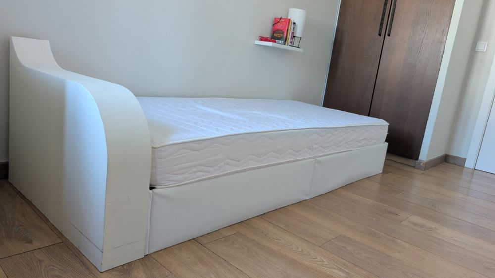 Cama de solteiro 90x200 + colchão memory foam | com arrumação