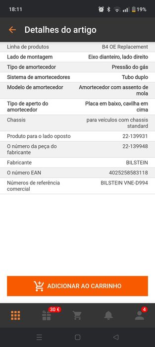 Conjunto Amortecedores FRT. BMW E46