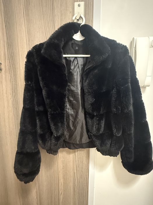 Kurtka jesienno-zimowa futerko ciepłe ze ściągaczem