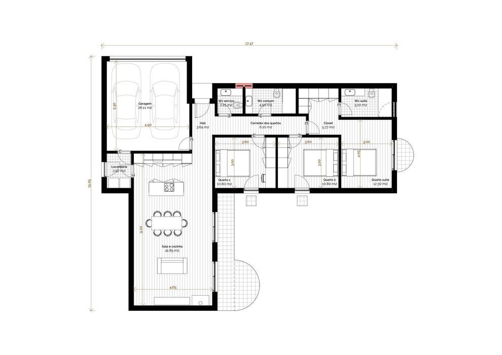 Construção de Moradia Térrea T3 | Chave na Mão | 159m² | Modelo CO2