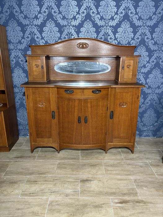 Drewniany kredens secesyjny, bufet antyk, komoda secesja