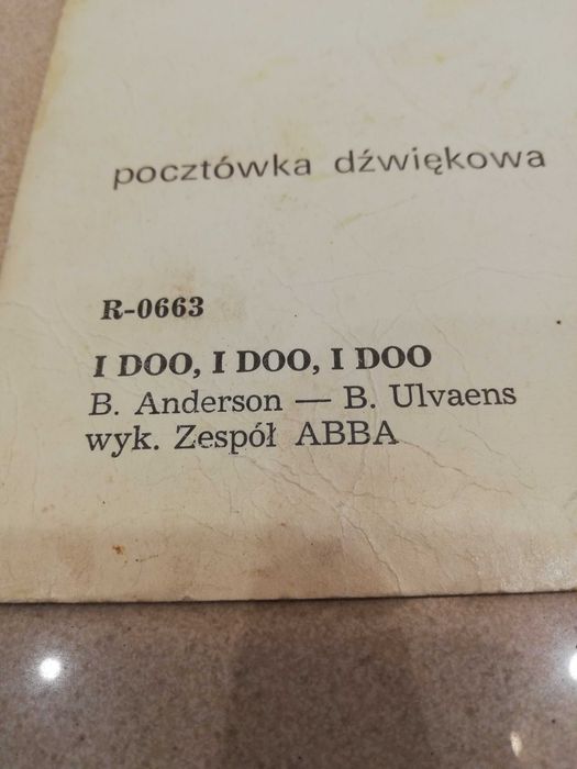 Pocztówka dźwiękowa płyta ABBA I Doo 1975r