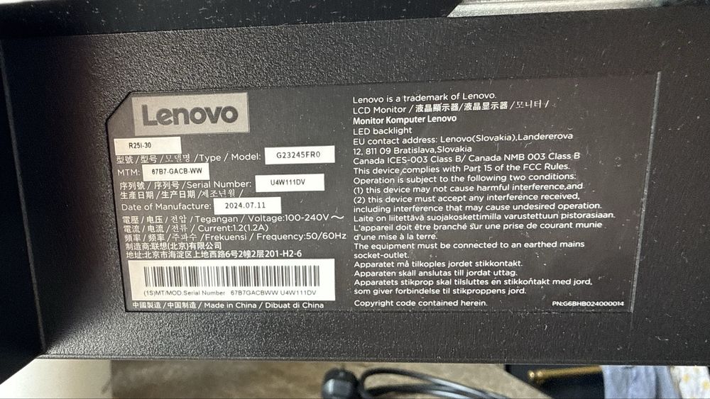 Ігровий монітор Lenovo Legion R25i-30 24.5" IPS / 165Hz (180Hz OC) / 0.5ms / 2024 рік