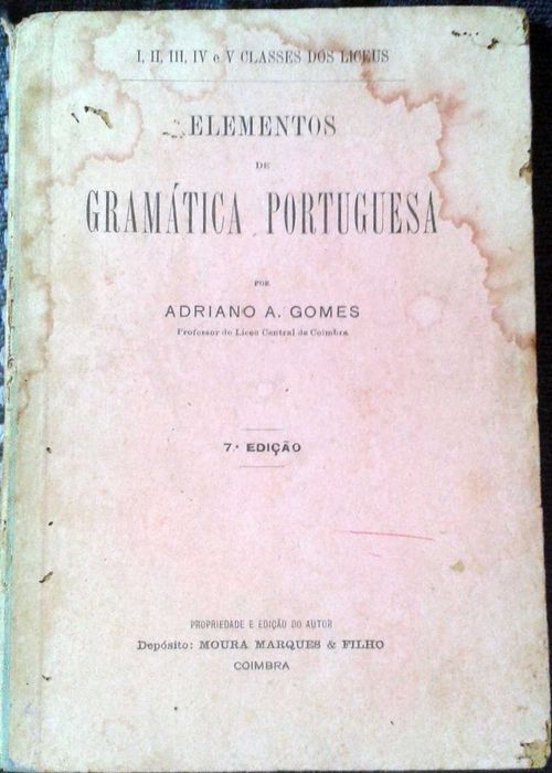 Adriano A. Gomes (1927) Elementos Gramática Portug. 7ª Ed IncluiPortes