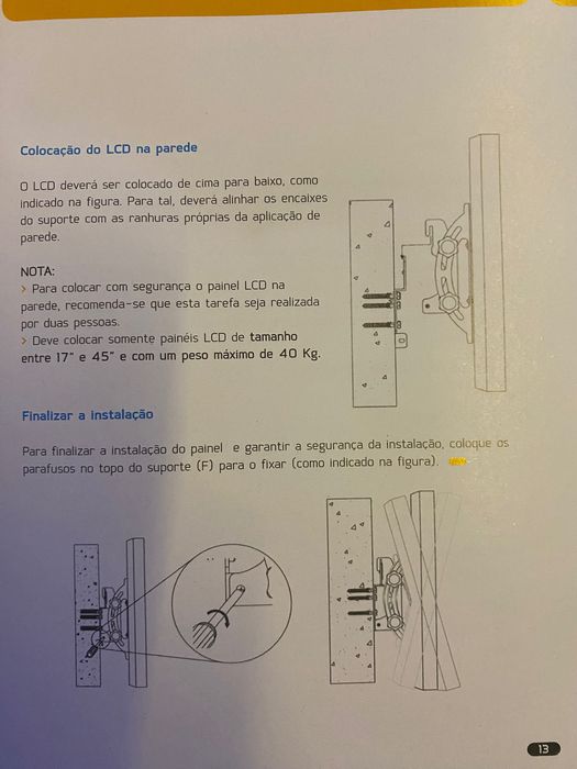 Suporte fixo parede para LCD