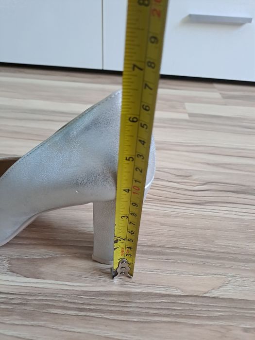 Buty na obcasie srebrne szpilki obcasy błyszczące rozmiar 41