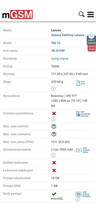 Tablet Lenovo 10