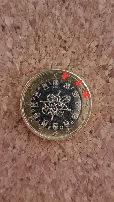 Moeda de 1 euro com erro de cunhagem