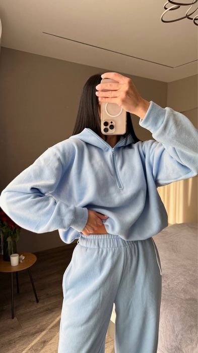 Женский зимний костюм ФЛИСОВЫЙ 42-46 коричневый свободный прямые штаны