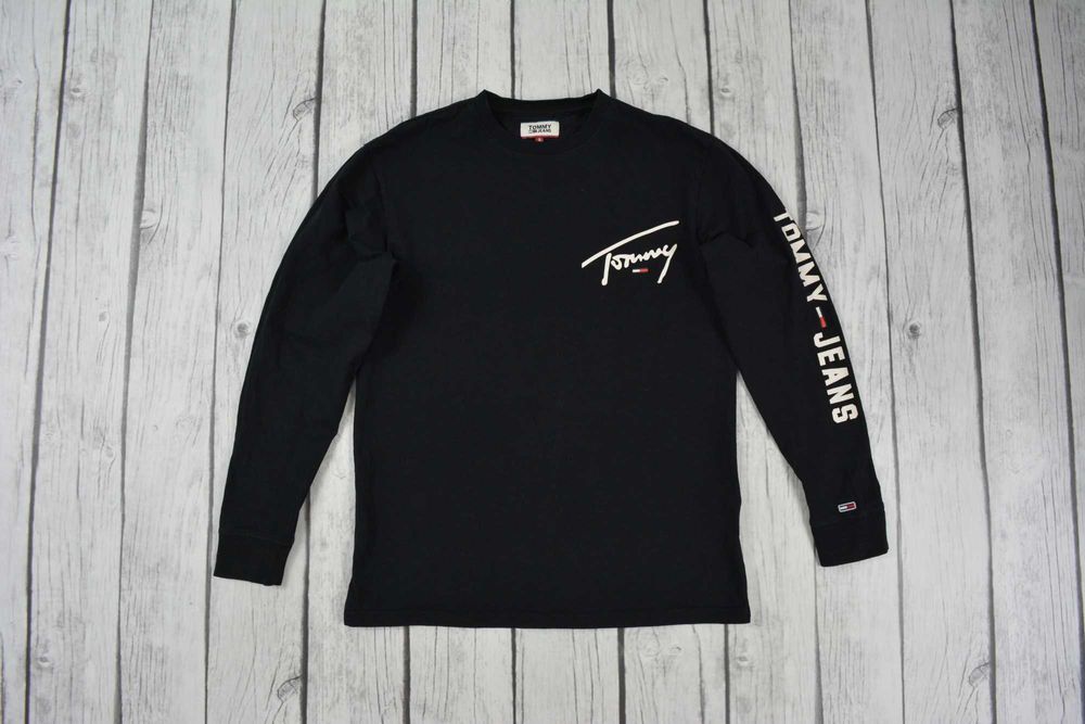 Tommy Hilfiger TH Czarna Bluza z Długim Rękawem Longsleeve Rozmiar S