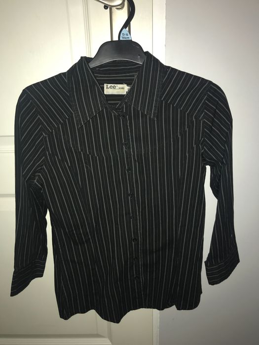Czarna koszula w paski, damska Lee