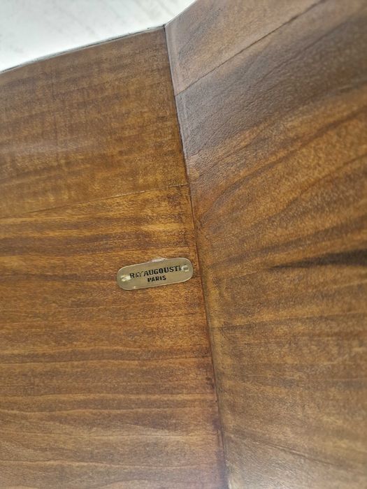 Conjunto mesa e cadeira pele e madeira R&Y Augousti