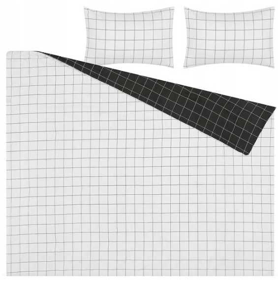 Nowa IKEA VITKLOVER 240x200 Pościel Komplet Pościeli Wiskoza Kratka