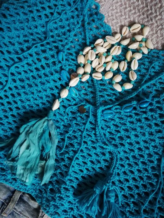 Długi naszyjnik z muszelek i kamieni naturalnych BOHO3GIRLS chwost