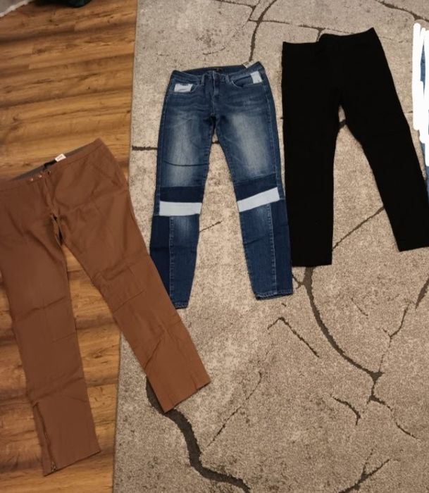 Jeansy damskie spodnie materiałowe zestaw rozm.L/40