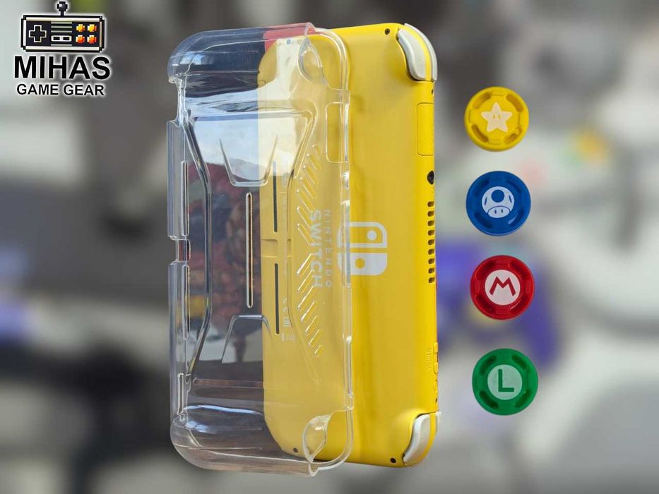 Nintendo Switch Lite: Прозорий чохол-бампер, накладки Super Mario