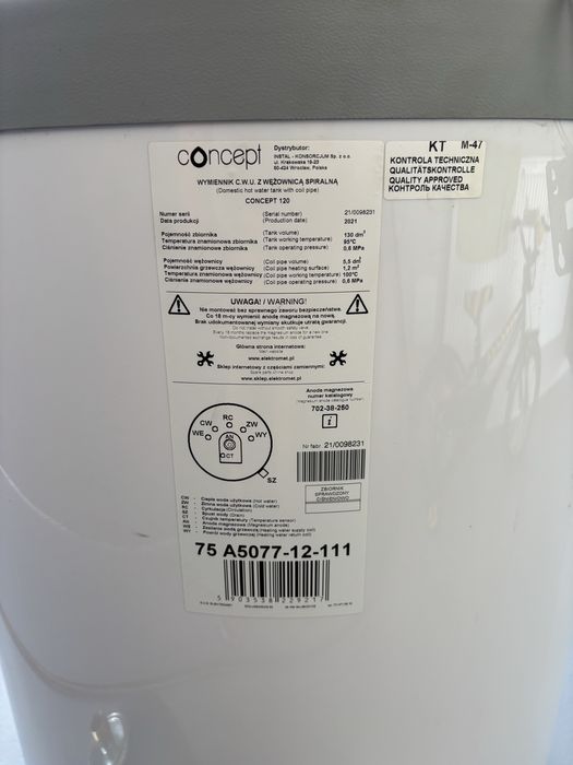 Zasobnik na wode 130l z grzalka CONCEPT
