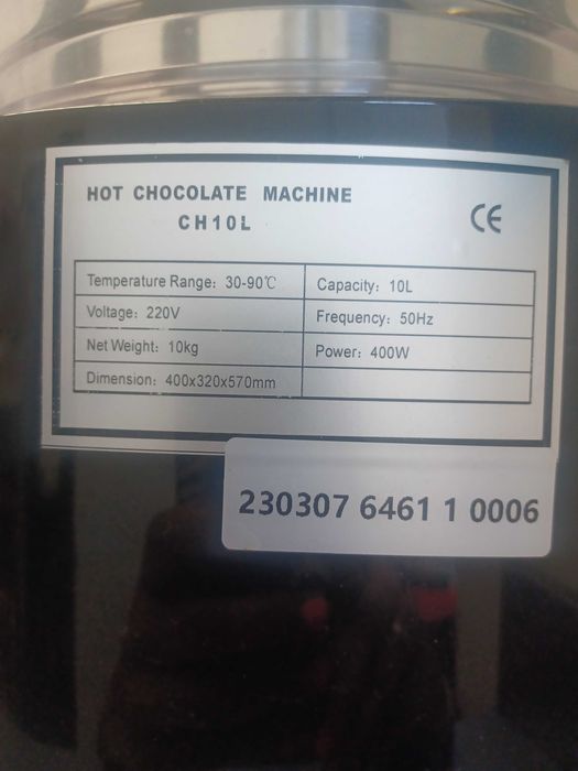 Maquina de chocolate quente 10lt