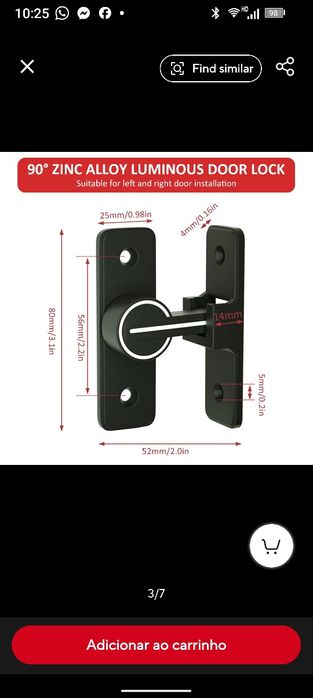 trincos, fechadura, liga de zinco fivela luminosa. novos