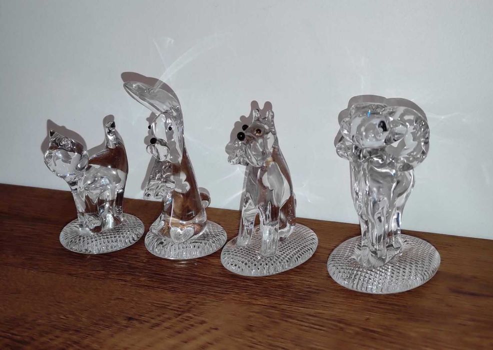 Figurki Szklane Stare Kolekcjonerskie PRL Kot Pies Królik Baran Owca