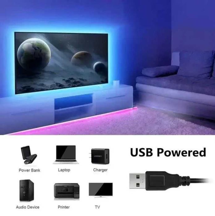 Светодиодная RGB LED лента 5м с Пультом от USB, SMD 5050 IP65