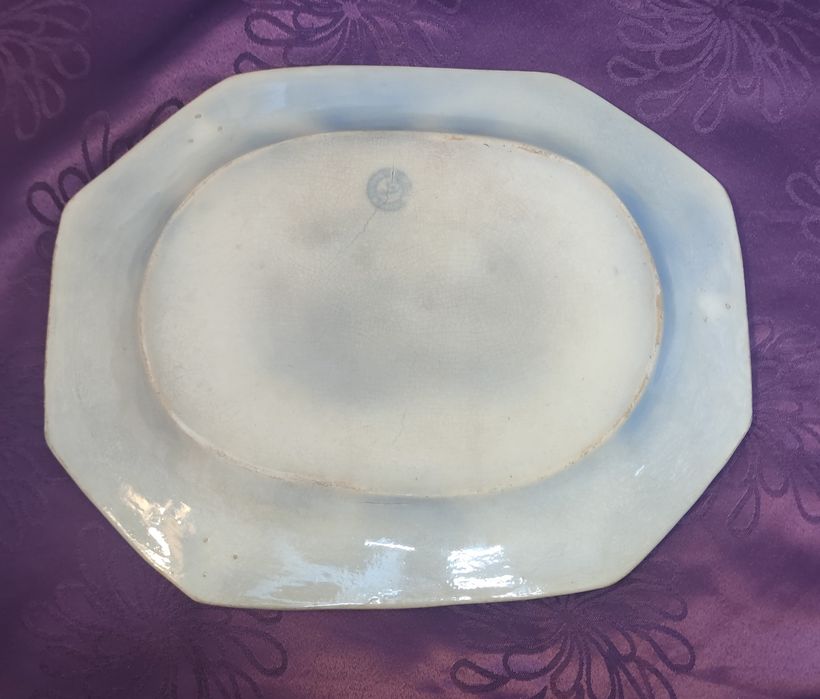 Travessa oitavada faiança antiga