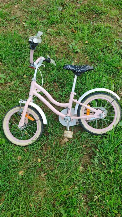 Rower dziecięcy 16 cali dla dziewczynki Różowy popychacz boczne koła