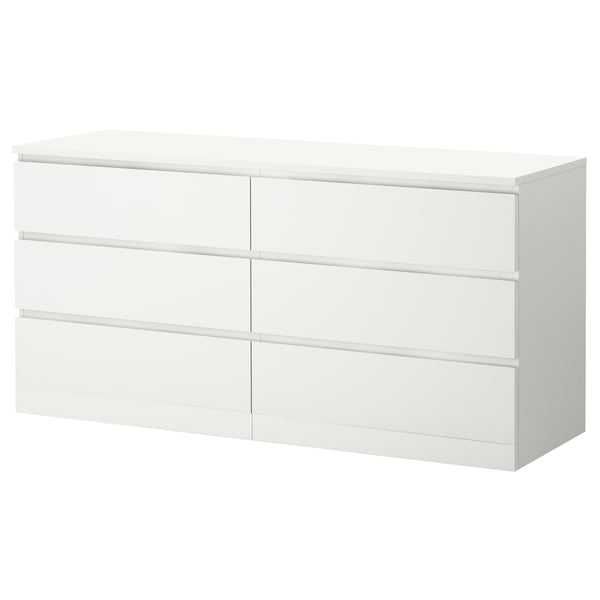 MALM - Cómoda c/6 gavetas, branco, 160x78 cm