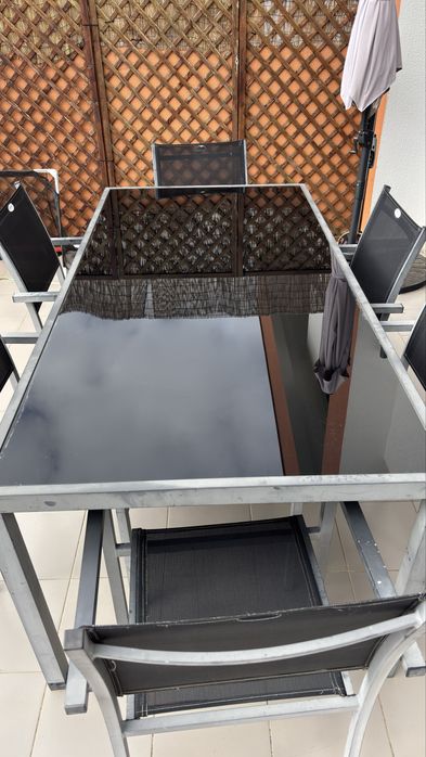 Mesa exterior aluminio e vidro 6-8 pessoas