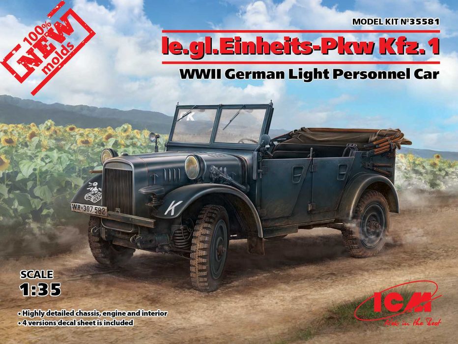 Сборная модель автомобиля Le.gl.Einheits-Pkw Kfz.1 от ICM (1:35)