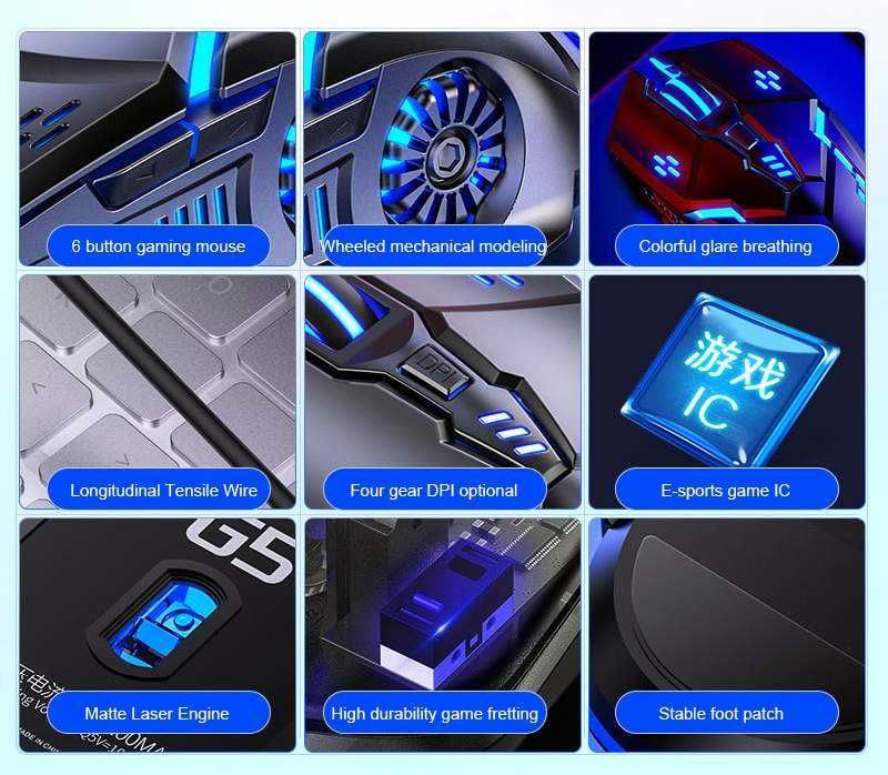 Мышь проводная G5 игровая 6D RGB Aigo USB мышка новая КАЧЕСТВО