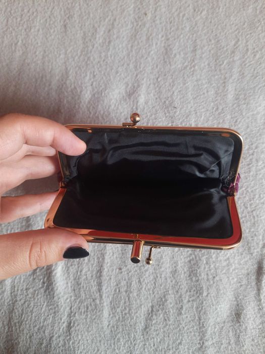 Portmonetka skórzana damska, piękny fiolet!